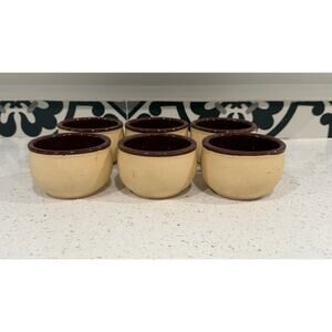 Vintage Set of 6 Watt Small Stoneware Bean Cup / Custard Bowl 75 USA